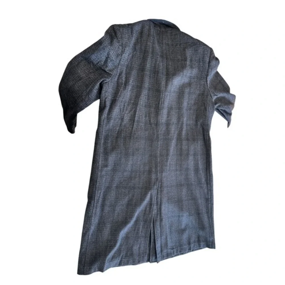 Vintage 60s Robert Hall Grey Wool Overcoat Plaid Mid Century‎ 3 Button Mens L